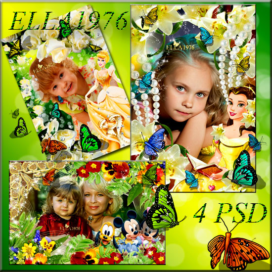 PSD Frames For Photo - Disney Cartoon Character +1 Background with Butterfly PSD Frames For Photo - Disney Cartoon Character +1 Background with Butterfly